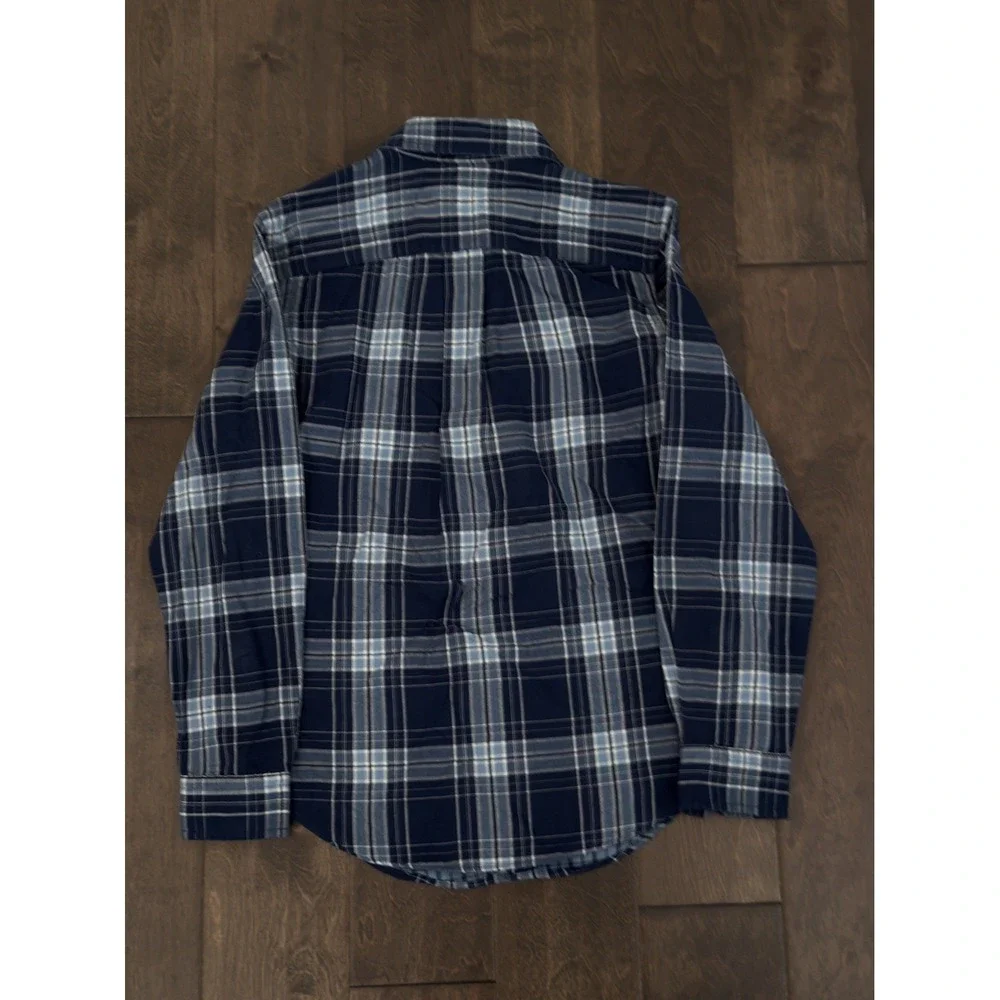 Ralph Lauren Boy Size L (16/18) Blue Flannel Plaid Button Down Long Sleeve Shirt